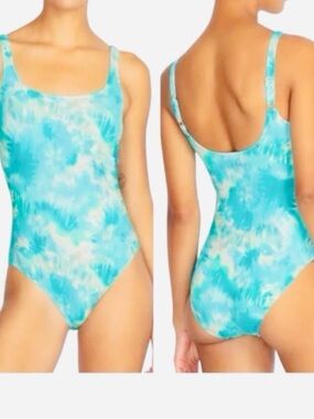 Johnny Was Calme One-Piece Swimsuit Aqua Tie Dye Size M NWT